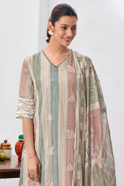 Multi Color Pure Linen Digital Print Casual Salwar Kameez